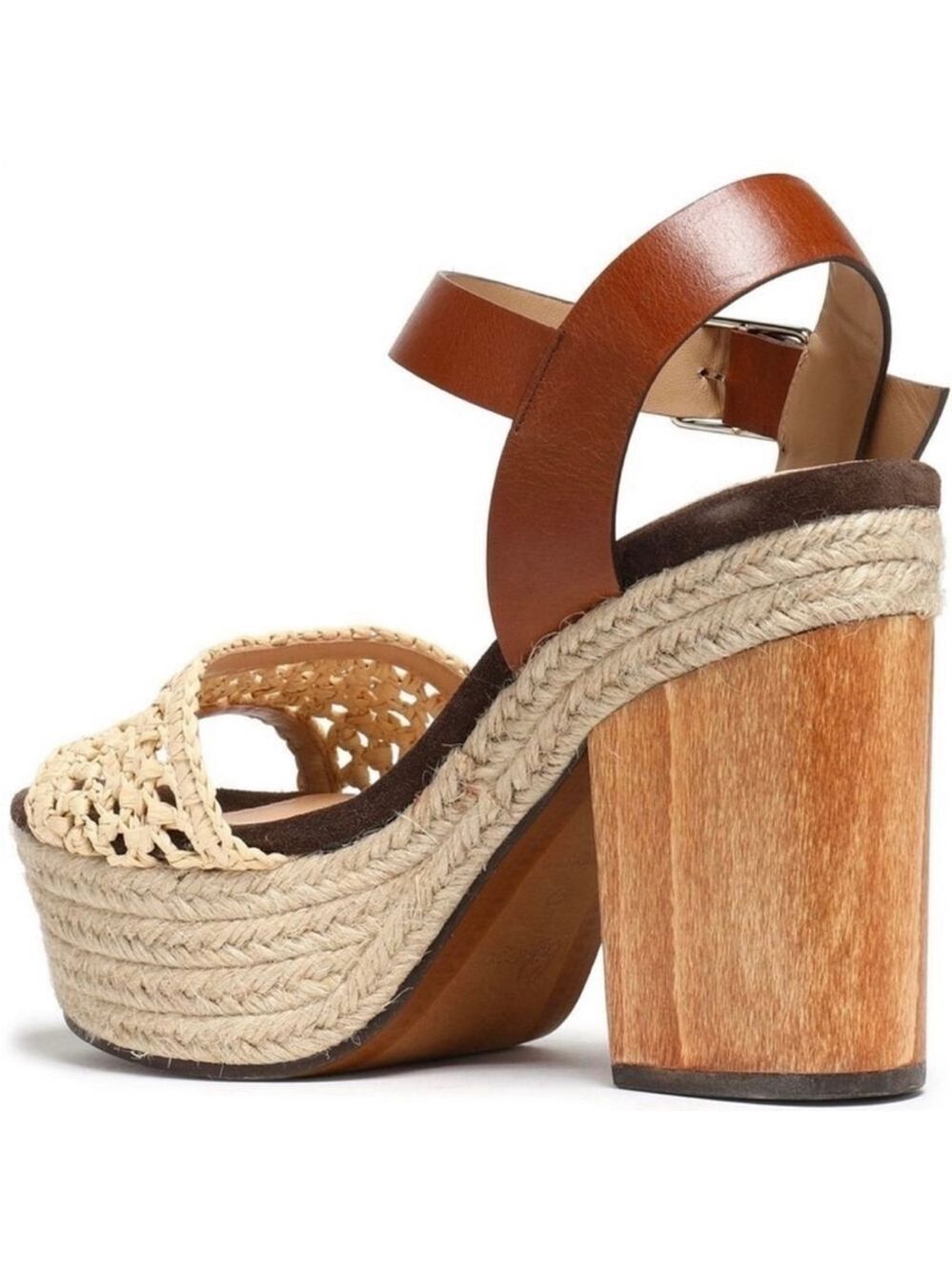 CASTAÑER Leather Colorblock Neutral Pattern Chunky Block Heel Sandals - Picture 3 of 16
